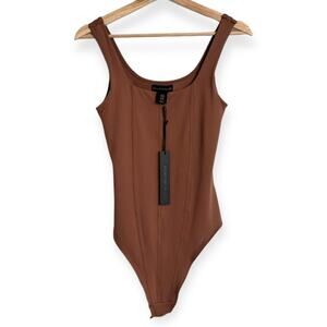 NWT House Of Harlow 1960 Light Brown All Day Contour Thong Body Suit Women's M